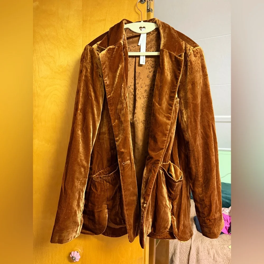 Anthropologie Velvet Blazer in Rich Brown - Picture 1 of 4